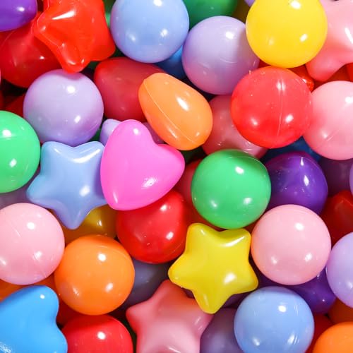 Heopeis Ball Pit Balls Pack of 100 200 500 - Star and Round Set BPA Free Phthalate Free Non-Toxic Crush Proof Play Balls S...