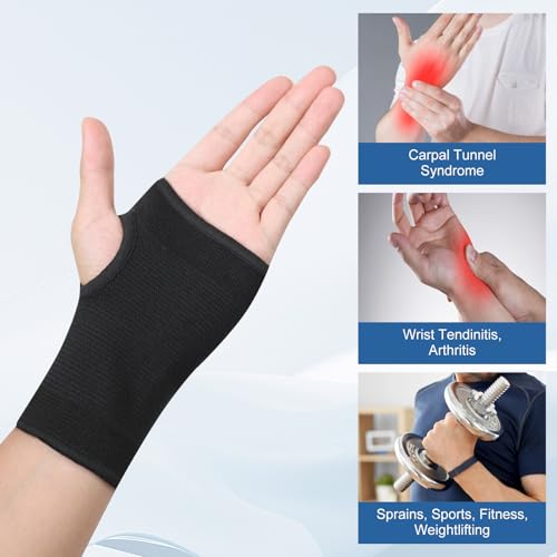 JUSDIQIR Palm Brace Wrist Support Sleeves (1 Pair), Everyday Use Wrist Brace, Compression Carpal Tunnel for Wrist Pain Rel...