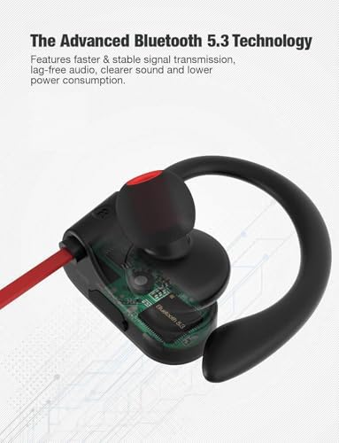 Otium Bluetooth Headphones,Wireless Earbuds IPX7 Waterproof Sports Earphones with Mic HD Stereo Sweatproof in-Ear Earbuds ...