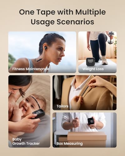 RENPHO Smart Scale for Body Weight, RENPHO Smart Body Measuring Tape, Rechargeable Tape Measure with LED Display