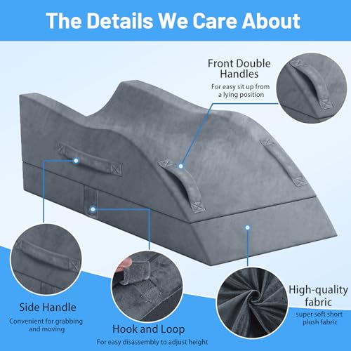 TranquilRelax Leg Elevation Pillows, Wedge Pillow for After Surgery, Memory Foam Leg Support Adjustable, Comfort Care for ...