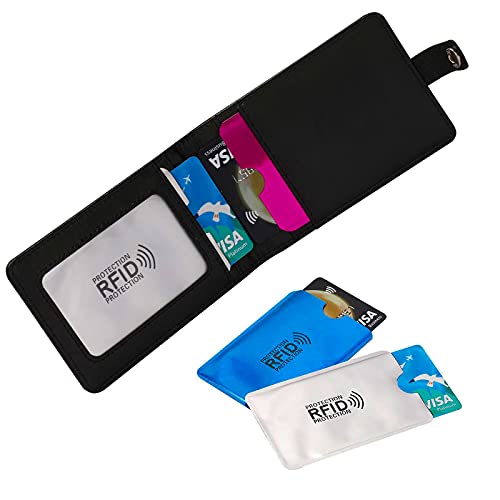 Luumxai 16 RFID Blocking Sleeves Set (10 Credit Card Holders & 4 Passport Protectors) Identity Theft Protection Secure Sle...