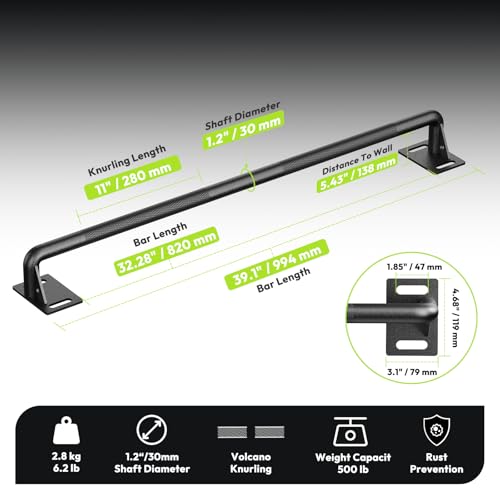 HANDBODE Pull Up Bar for Doorway and Wall Mount - Chin Up Bars for Home Gym, 39 in / 52 in Upper Body Workout Equipment wi...