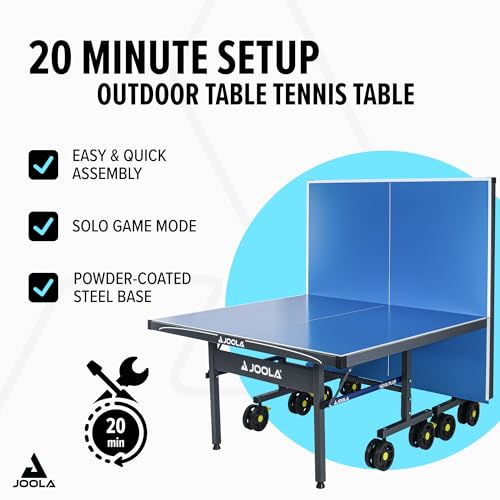 JOOLA NOVA Outdoor Ping Pong Table with Waterproof Table Tennis Net Set - Quick Assembly - All Weather Aluminum Composite ...