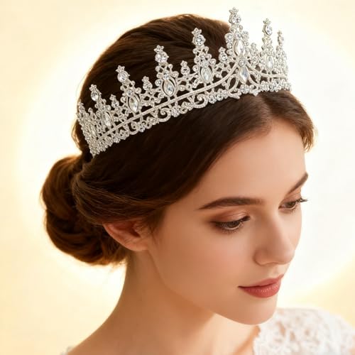 Silver Tiara Crown for Women,Wedding Tiaras for Bride,Princess Crowns and Tiaras for Girl,Crowns for Birthday Halloween Co...