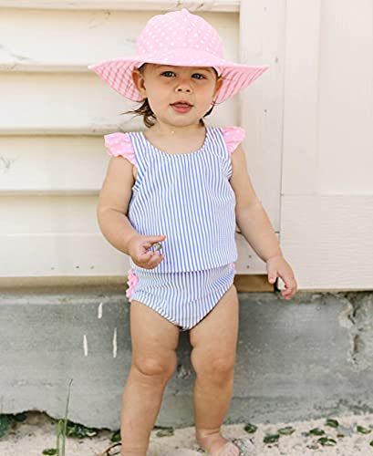 RuffleButts® Baby/Toddler Girls UPF 50+ Sun Protective Wide Brim Swimwear Sun Hat