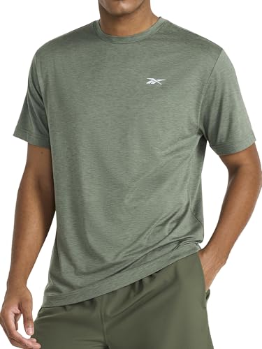 Reebok Mens Strike Short Sleeve Crewneck T-Shirt, Standard Fit, Lightweight Stretch Poly Jersey Fabric
