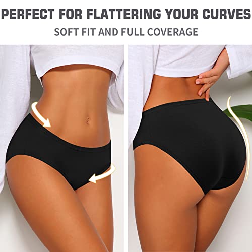 CULAYII Women's Cotton Bikini Panties, High-Cut Full Coverage Stretch Cool Underwear for Women
