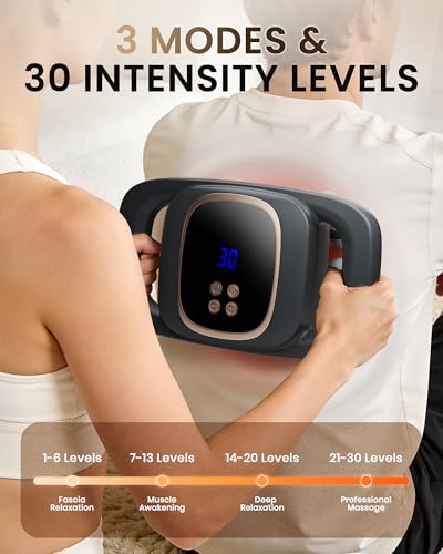 EIWAJKXE 16 Head Massage Gun Deep Tissue, Back Massager with 3 Modes & 30 ntensity Levels, Professional Percussion Muscle ...