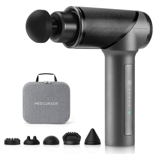 Medcursor Massage Gun - High Intensity Brushless Motor, Handheld Percussion Deep Tissue Massager with 6 Massage Heads for ...