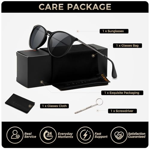 SUNGAIT Premium Vintage Round Sunglasses for Women Men Classic Retro Trendy Style