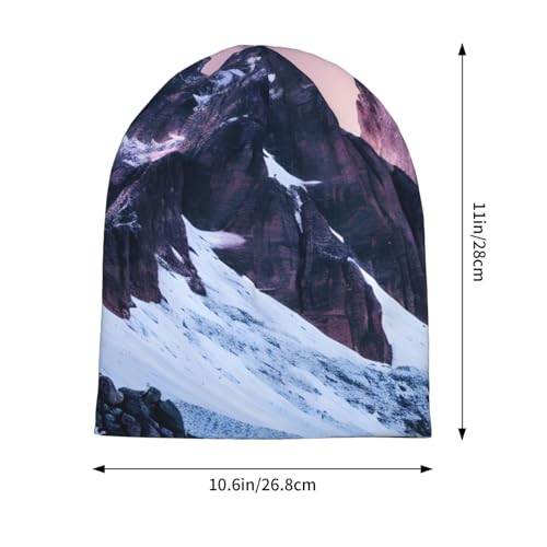 YANYU Travel Mountain Print Soft Beanie Hat for Men Women Warm Fashion Cap for Jogging Cycling Gift Outdoor Use Black