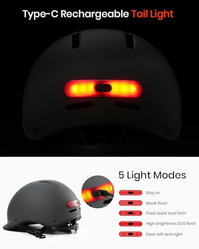 Bike Helmet for Adults with Rechargeable Rear Light, Adjustable Cycling Helmet for Men Women Youth - Safety Certified for ...