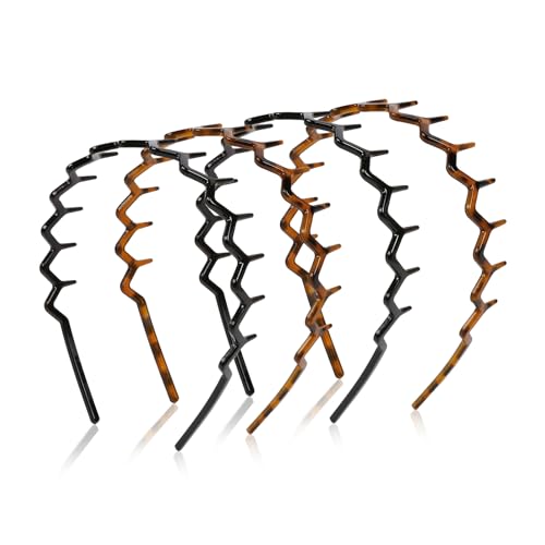 WOVOWOVO Zig Zag Headbands for Women Teen Girls Men, Plastic Hair Bands with Teeth Thin Zigzag Head Bands for Women's Hai...