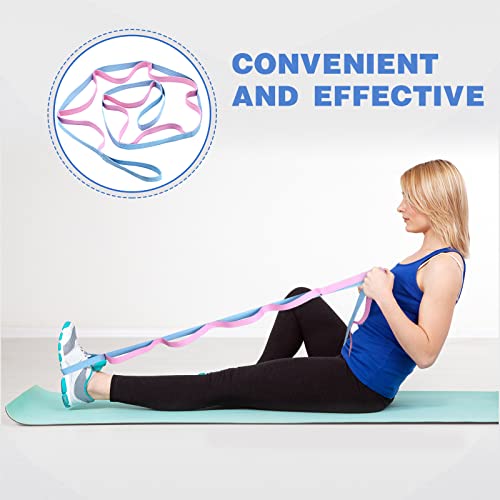 Leyndo 2 Pcs Stretching Strap with 10 Loops -yoga Strap for Physical Therapy, Non-elastic Exercise Straps for Home Workou...