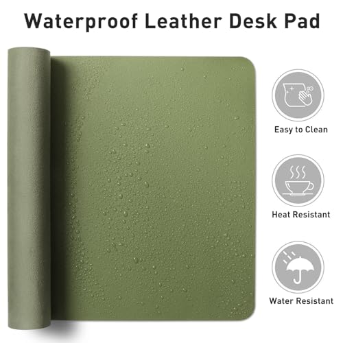 Aothia Desk Protector Mat, Mouse Pad, Non-Slip Waterproof PU Leather Desk Blotter, Laptop, Writing for Office and Home (2...
