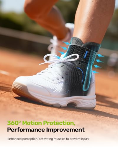 Rakiie Quick Lace Up Ankle Brace with 2 Metal Support Stays, Breathable Stabilizer for Sprained Ankle, Slim Fit Ankle Supp...