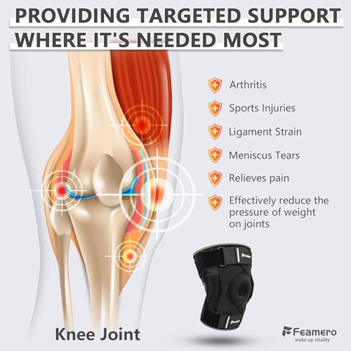 Plus Size Knee Brace for Knee Pain, with Hinges & Cross Compression Straps for Meniscus Tear, Arthritis, Joint Support Adj...