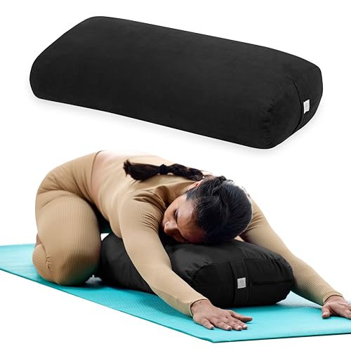 Gaiam Round Yoga Bolster Pillow, Soft Meditation Cushion for Yoga, Massage and Back Support, Breathable Cotton Fill, Zippe...