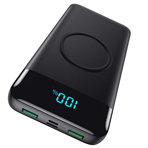 Wireless Portable Charger 30,800mAh,15W Wireless Charging USB C Power Bank,25W PD QC 4.0 Fast Charging 4 Outputs Travel Es...