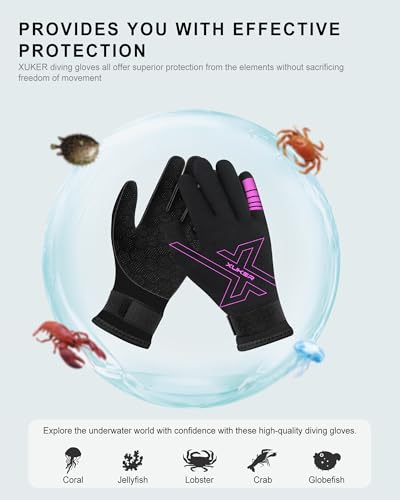 XUKER Neoprene Gloves Women Men, 3mm Wetsuit Dive Gloves Keep Warm for Diving Scuba Kayaking Snorkeling Swimming Water Sports
