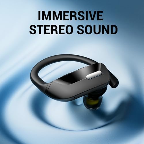 occiam Sport Wireless Earbuds Bluetooth Headphones 80hrs Playtime Deep Bass Ear Buds with Earhook Noise Cancelling Mic Wat...