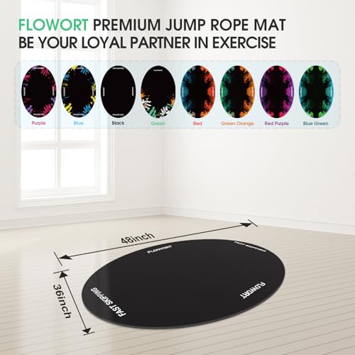 Cheete Jump Rope Mat Large Rubber Exercise Mat Indoor Outdoor Shock Absorbing Mat Non-Slip Oval Design for Floor & Rope Pr...