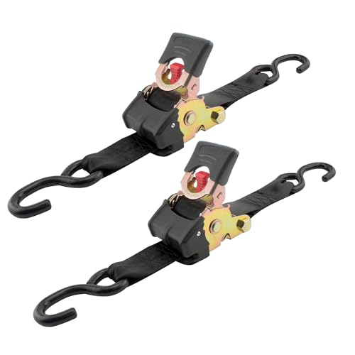 Erickson Pro Series 2in x 10ft Black Retractable Ratcheting Tie-Down Straps, High-Strength Design, 3300 lb Load Capacity, ...