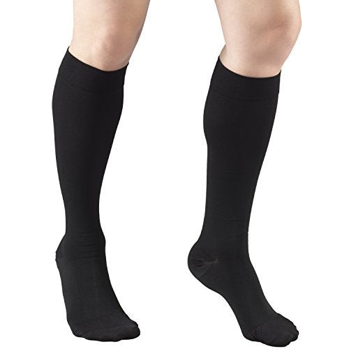 Truform 15-20 mmHg Compression Stockings for Men and Women, Knee High Length, Closed Toe, Black, Medium