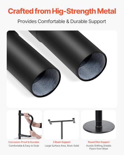 VEVOR Floor-to-Ceiling Transfer Pole, Tension Mounted Bathroom Grab Bar with Anti-Slip Curve Handle, 300 Lbs Capacity Secu...