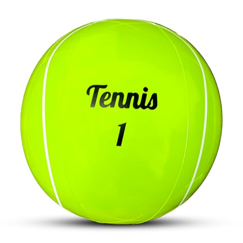 Vaulted Skulls & Co Inflatable Tennis Ball | Giant Tennis Beach Balls | Inflated Ball Prop | Oversized Sports Party Decora...