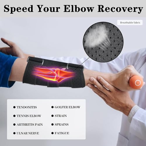 Reamphy Elbow Brace,Comfortable Night Elbow Sleep Support,Elbow Splint, Adjustable Stabilizer Splints, Cubital Tunnel Synd...