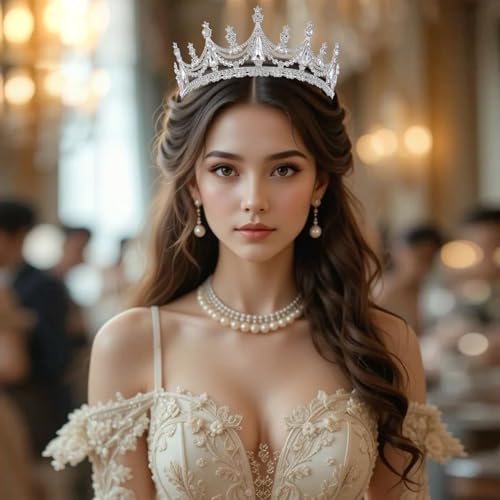 Silver Crystal Princess Queen Tiara - Bride Rhinestone Crowns Headband for Women Wedding Birthday Halloween Prom Pageant P...