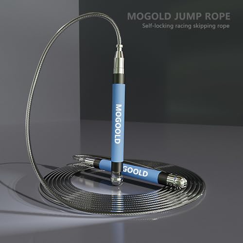 MOGOLD 2-in-1 Speed Rope: 2mm for Boxing/MMA & 3mm for CrossFit - Tool-Free Adjustable Cable System with Dual Bearings - S...