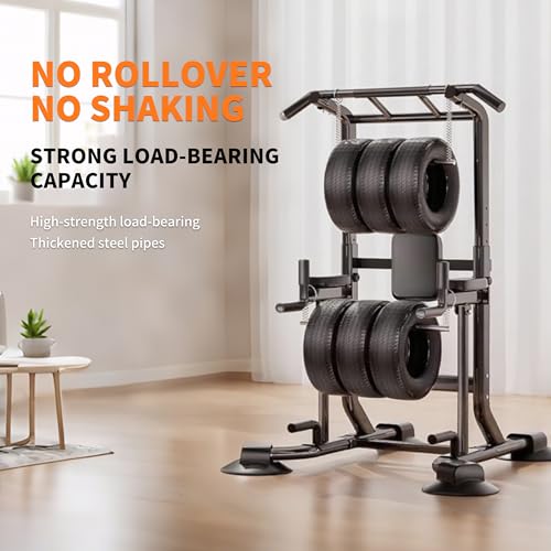 Adjustable Pull Up Bar for Home with Backrest, 6-Level Height Adjustment (69-94.5 inches), 352lb Capacity Carbon Steel Fra...