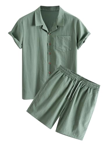 ZAFUL Men's Casual Button-Down Shirts Short Sleeve Striped Dress Shirts Button Down Tops