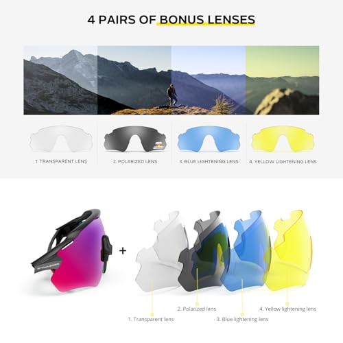 Cycling Glasses, TR90 Unbreakable Frame Polarized Anti-UV400 Sports Sunglasses