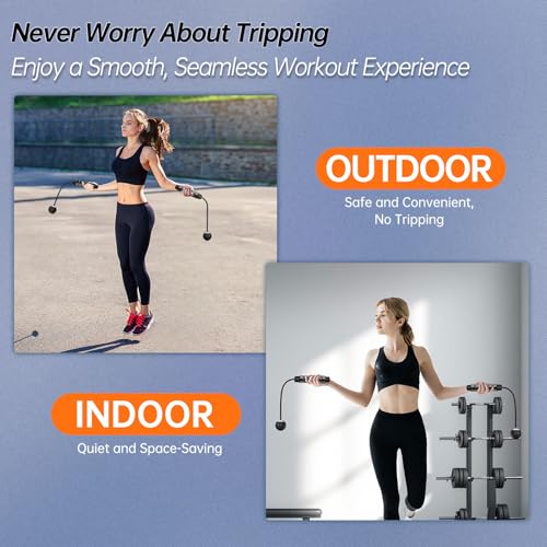 POCFOINY Weighted Jump Rope for Fitness, Cordless Jump Rope for Women, Men & Kids, Ropeless Jumping Rope for Workout, Grav...