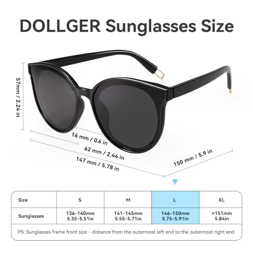 Polarized Oversized Sunglasses for Women Men Trendy Cateye Sun Glassses Retro Large Frame Shades Black