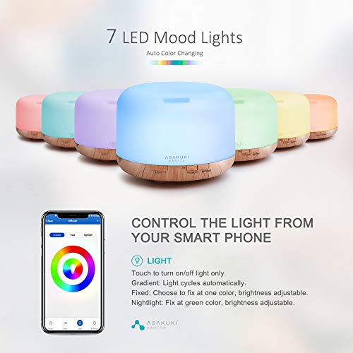 ASAKUKI Smart Wi-Fi Essential Oil Diffuser, App and Voice Control Compatible with Alexa, 500ml Aromatherapy Humidifier, Va...