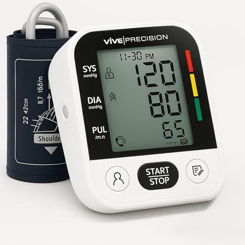 Vive Blood Pressure Monitor for Home Use – Digital Automatic Upper Arm BP Machine with Cuff, Accurate Blood Pressure and H...