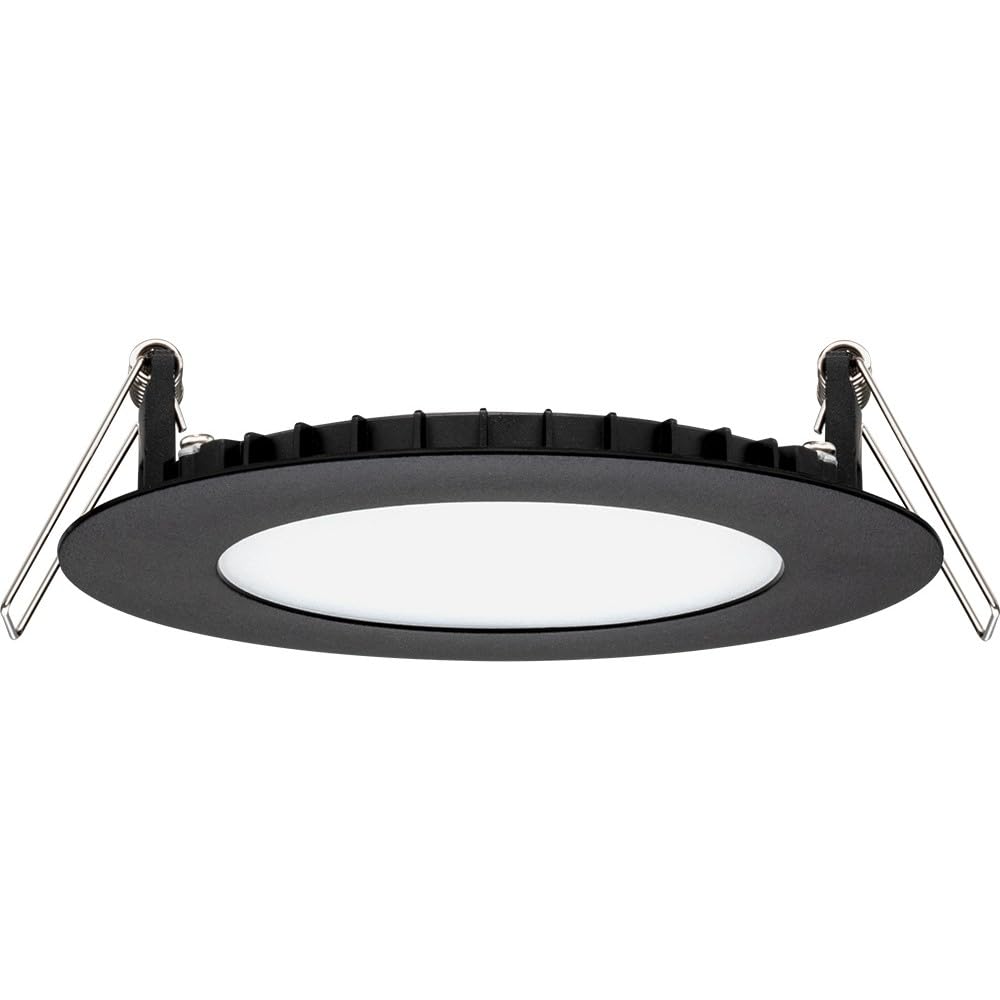 Juno LED Recessed Lights 6 Inch Round Wafer Downlight, 5-in-1 Switchable White Color Temperature, 120 Volts, 6-Inch Ultra-Thin Flat Trim, Matte Black with Brushed Nickel Trim (WF6 SWW5 90CRI MBBN M6)