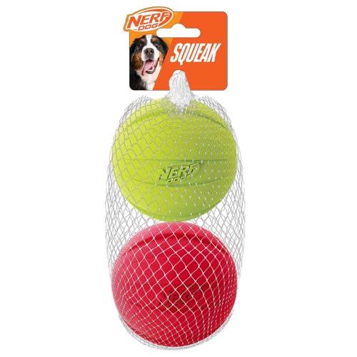Nerf Dog Classic Squeak Ball Outdoor Dog Toy, 3.8 Inch Dog Ball Fetch Toy, Squeaking Toy for Medium and Large Breeds, Gree...
