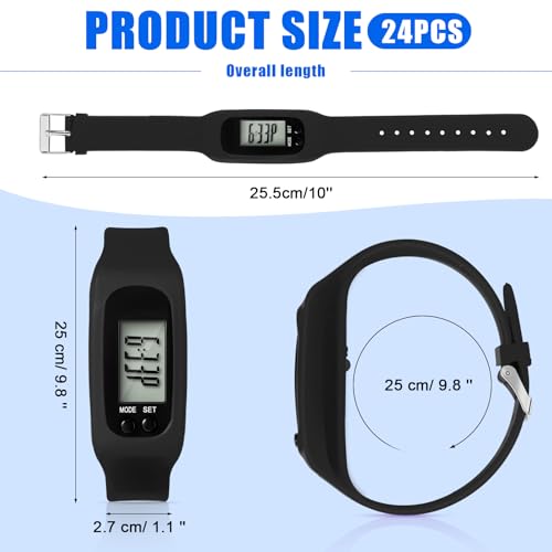 Geyoga 24 Pcs Pedometer for Walking Steps and Miles Pedometer Watch Silicone Steps Tracker Running Bracelet Ankle Step Cou...