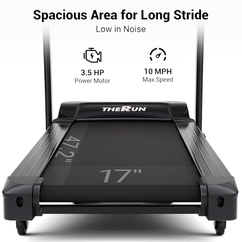 THERUN Incline Treadmill for Running and Walking, 300 lbs Weight Capacity Folding Treadmill with 0-15% Auto Incline, Wide ...