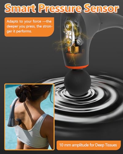 Convertible Massage Gun Deep Tissue for Back Neck Muscle Pain Relief - Electric Handheld Percussion Shoulder Massager Tool...