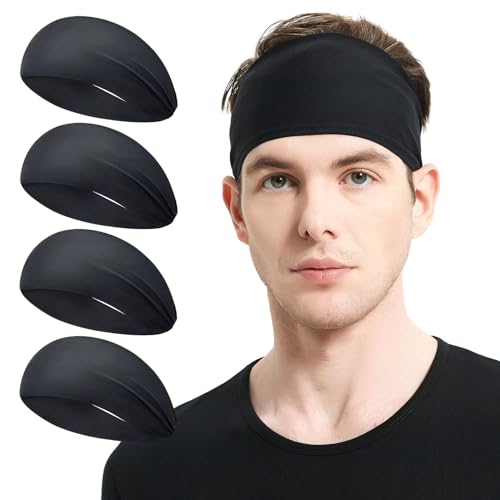 MARKEEP Running Headbands for Men（4 or 6 Pack, Mens Stretchy Headband for Football,Cycling,Basketball,Yoga,Fitness Workout...
