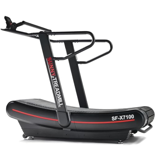 Sunny Health & Fitness Premium Manual Treadmill – Non-Motorized, Heavy-Duty, Commercial-Grade, Adjustable Handlebar, for E...