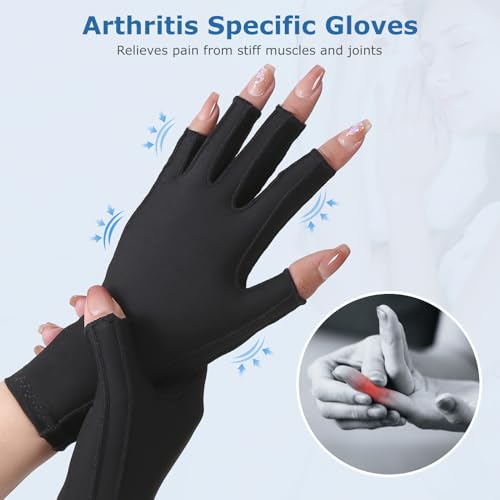 NURCOM Compression Arthritis Gloves, Carpal Tunnel, Tendinitis, Tendonitis, Single Glove for Left & Right Hand, Open Finge...