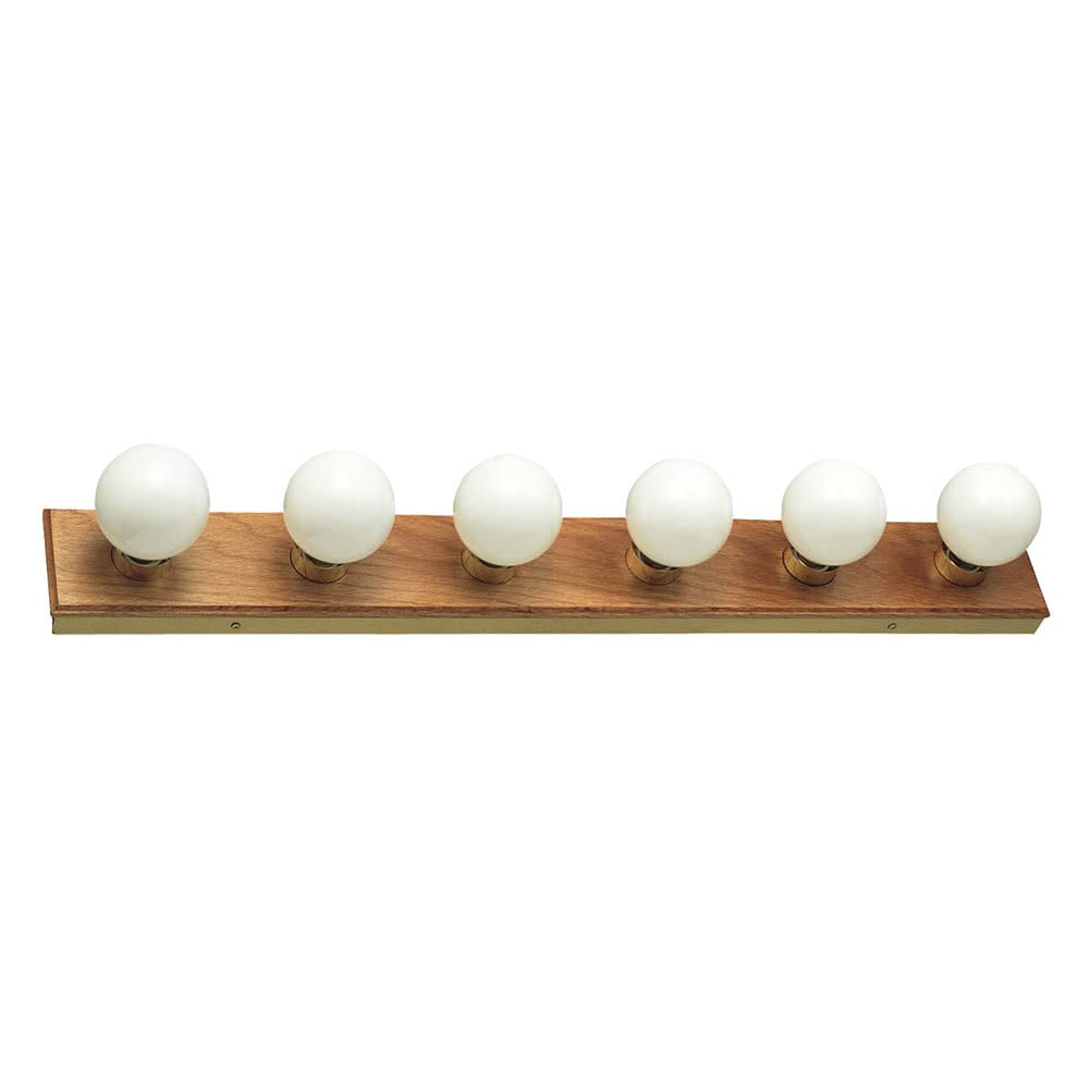 Design House Vanity Lights, 6 Linear Lights, Dimmable, Horizontal or Vertical Use, Uses (6) 60W Bulbs, For Bathroom/Makeup Vanity, Honey Oak, 36.0 in. L x 4.5 in. H x 2.5 in. D, 500223